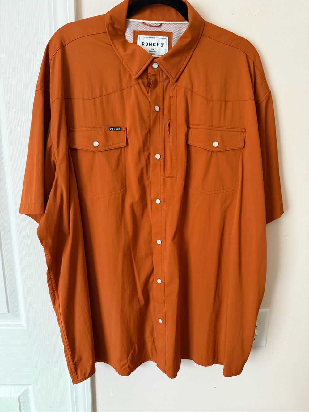 Poncho Outdoors XXL Regular Fit Burnt Orange Western Snap Performance Shirt Mens